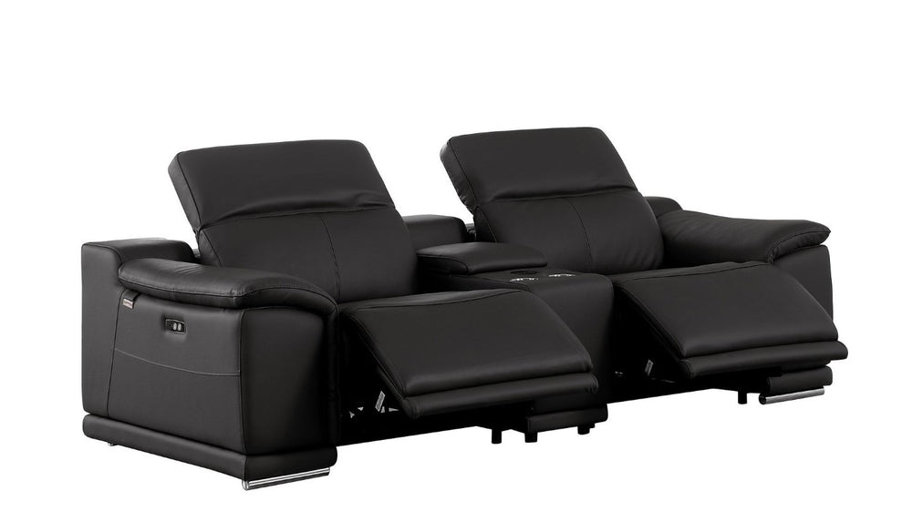 Three Piece Genuine Leather Living Room Sectional with Bold Seating for Six