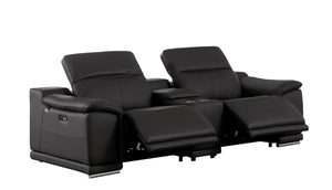 Three Piece Genuine Leather Living Room Sectional with Bold Seating for Six