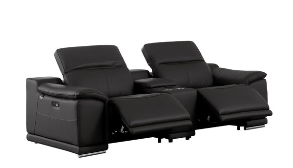 Three Piece Genuine Leather Living Room Sectional with Bold Seating for Six