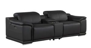 Three Piece Genuine Leather Living Room Sectional with Bold Seating for Six