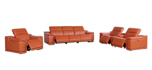 Three Piece Genuine Leather Living Room Sofa Set with Seating for Six Guests