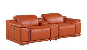 HomeRoots Three Piece Genuine Leather Living Room Sofa Set with Seating for Six Guests 721769