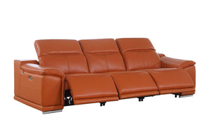 Three Piece Genuine Leather Living Room Sofa Set with Seating for Six Guests