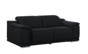 Three Piece Genuine Leather Sectional Sofa Set for Six in Bold Living Room Style