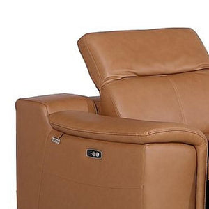 Three Piece Genuine Leather Sectional Sofa Set Seating Six in Rich Chestnut