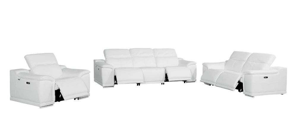 HomeRoots Three Piece Genuine Leather Living Room Sectional Sofa Set Seats Six in Style 721780