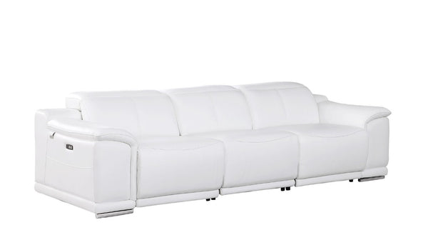 Three Piece Genuine Leather Living Room Sectional Sofa Set Seats Six in Style