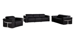 Three Piece Italian Leather Sectional Sofa Set Seats Six in Modern Living Room