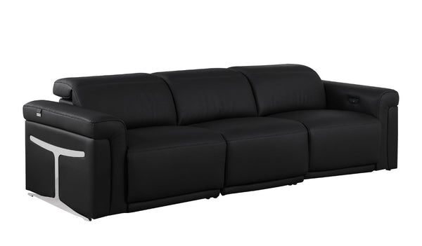 Three Piece Italian Leather Sectional Sofa Set Seats Six in Modern Living Room