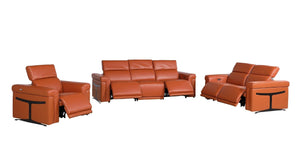 HomeRoots Three Piece Italian Leather Sofa Set Luxurious Six Seat Living Room Furniture 721785