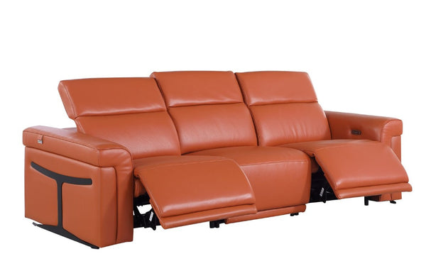 Three Piece Italian Leather Sofa Set Luxurious Six Seat Living Room Furniture