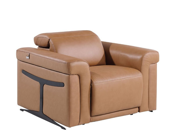 Three Piece Italian Leather Living Room Sofa Set Seating Six in Warm Chestnut