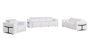 Three Piece Italian Leather Living Room Sofa Set Seats Six in Modern Style