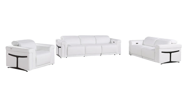 Three Piece Italian Leather Living Room Sofa Set Seats Six in Modern Style