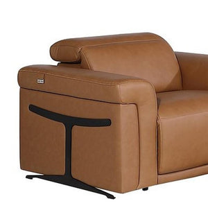 Three Piece Italian Leather Sofa Set Seating Six in Rich Chestnut Finish