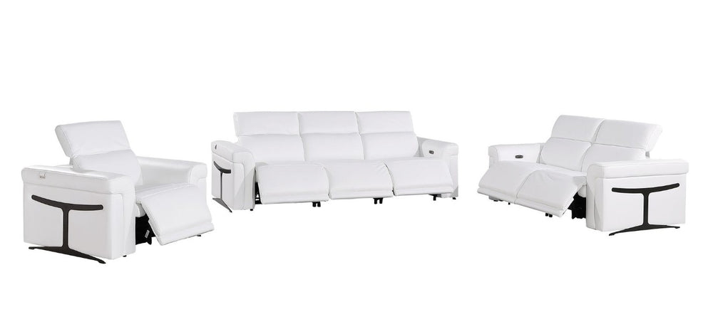 HomeRoots Three Piece Italian Leather Sofa Set Seating Six in a Modern Living Room 721797