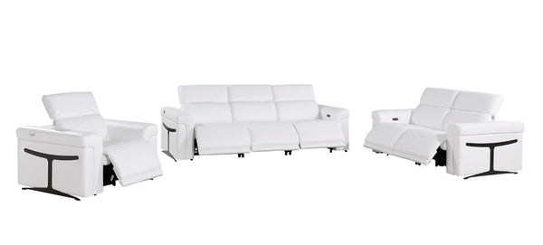 HomeRoots Three Piece Italian Leather Sofa Set Seating Six in a Modern Living Room 721797