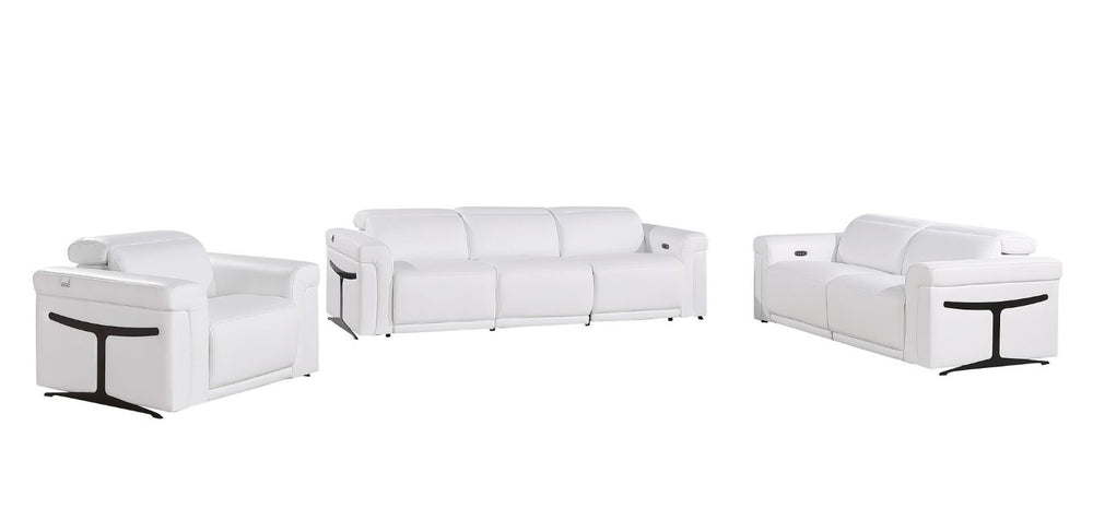 HomeRoots Three Piece Italian Leather Sofa Set Seating Six in a Modern Living Room 721797