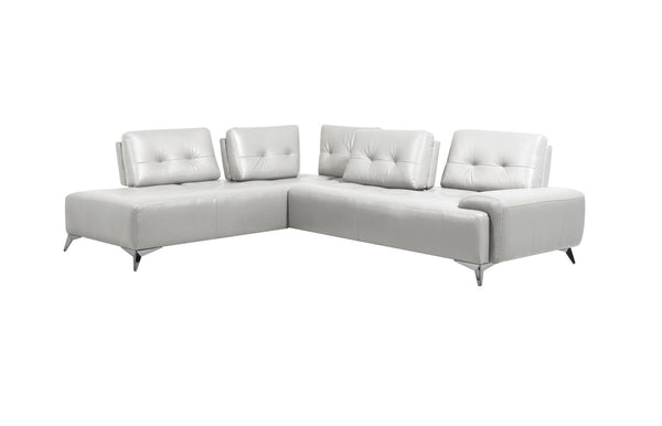 English Elm Turano Italian Top Grain Leather Sectional with Button Tufting and Chrome Legs B2726S00587