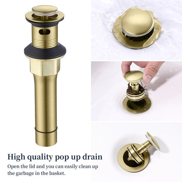 English Elm Bathroom Faucet Brushed Gold - 2-Handle Centerset, 360° Swivel Spout, Easy Install With Drain & Hoses T3177P277461