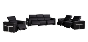 Three Piece Italian Leather Sectional Sofa Set Seating Six in Bold Living Room Style