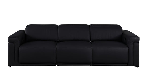 Three Piece Italian Leather Sectional Sofa Set Seating Six in Bold Living Room Style