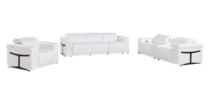 HomeRoots Three Piece Italian Leather Living Room Sofa Set Seating Six in Modern Style 721805