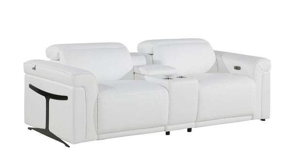 Three Piece Italian Leather Living Room Sofa Set Seating Six in Modern Style