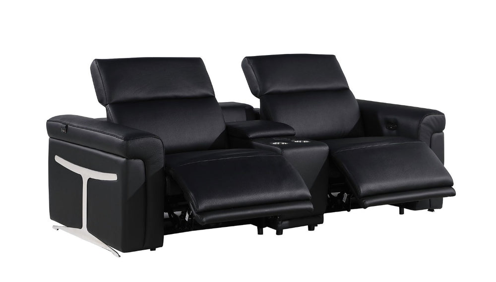 HomeRoots Three Piece Italian Leather Sofa Set Seats Six for Bold Living Room Style 721808