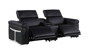 HomeRoots Three Piece Italian Leather Sofa Set Seats Six for Bold Living Room Style 721808
