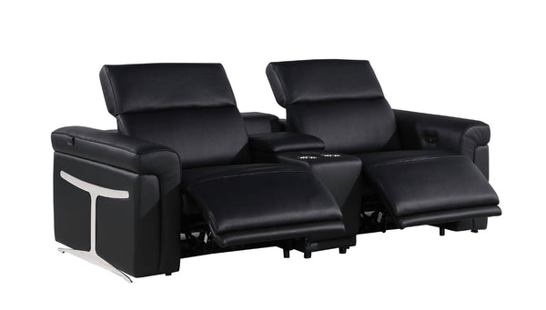 HomeRoots Three Piece Italian Leather Sofa Set Seats Six for Bold Living Room Style 721808