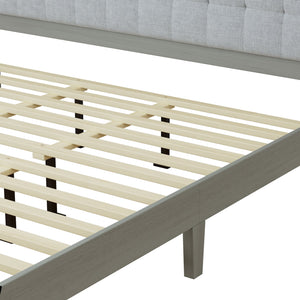 English Elm Christopher Knight Home® - Solid Wood Platform Bed With Upholstered Tufted Headboard - Mid-Century Style, Durable Support & Comfort N758P197693G