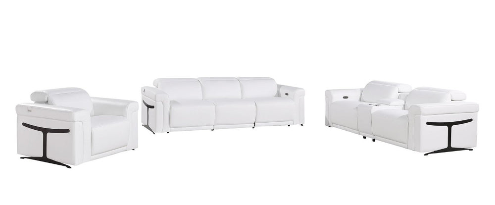 HomeRoots Three Piece Italian Leather Sofa Set Elegant Living Room Seating for Six Guests 721813