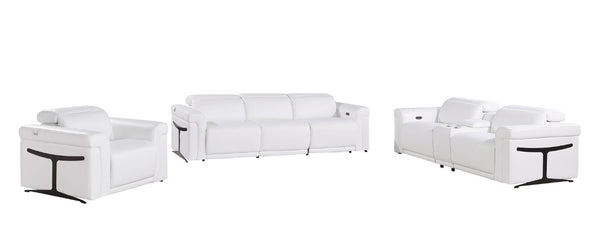 HomeRoots Three Piece Italian Leather Sofa Set Elegant Living Room Seating for Six Guests 721813