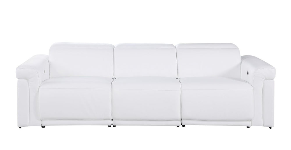 HomeRoots Three Piece Italian Leather Sofa Set Elegant Living Room Seating for Six Guests 721813