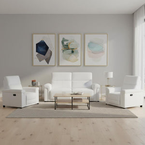 Three Piece Italian Leather Living Room Sectional Sofa Set Seats Six in Modern Style