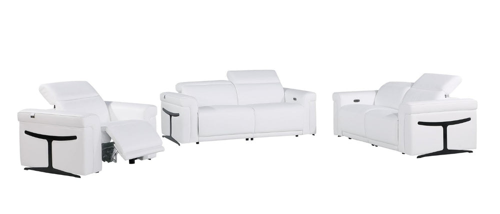 HomeRoots Three Piece Italian Leather Living Room Sectional Sofa Set Seats Six in Modern Style 721816
