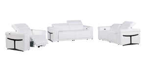 HomeRoots Three Piece Italian Leather Living Room Sectional Sofa Set Seats Six in Modern Style 721816