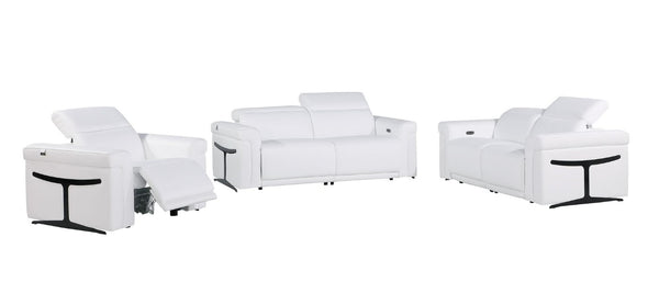 HomeRoots Three Piece Italian Leather Living Room Sectional Sofa Set Seats Six in Modern Style 721816