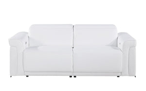 Three Piece Italian Leather Living Room Sectional Sofa Set Seats Six in Modern Style