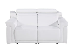 Three Piece Italian Leather Living Room Sectional Sofa Set Seats Six in Modern Style