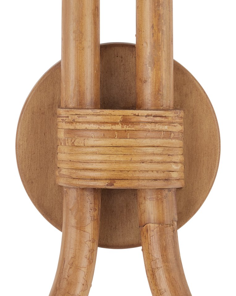 Currey & Company Samsara Wall Sconce - Elegant Rattan Design With Earthy Tones, Perfect For Cozy Home Lighting Decor Natural Rattan ,Wrought Iron 5000-0280-currey-company