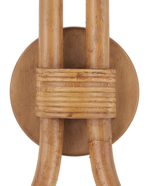 Currey & Company Samsara Wall Sconce - Elegant Rattan Design With Earthy Tones, Perfect For Cozy Home Lighting Decor Natural Rattan ,Wrought Iron 5000-0280-currey-company