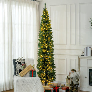 English Elm Homcom 8' Slim Pre-Lit Noble Fir Christmas Tree - 300 Warm White Leds, Realistic Foliage & Easy Setup W2225P249657