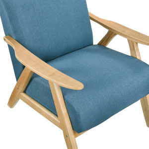 English Elm Modern Velvet Accent Chair with Dark Walnut Angular Frame, Streamlined Mid-Century Comfort Design Blue,Natural 35.5 L x 25.5 W x 20 H B011P271955