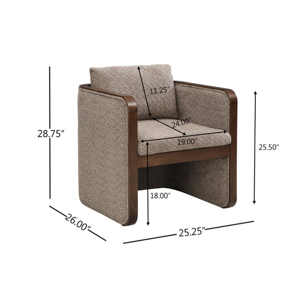 English Elm 25.25" Boucle Upholstered Accent Dining Chairs Mid-century Rubberwood Frame Set of 2 Taupe,Walnut N771P392217S