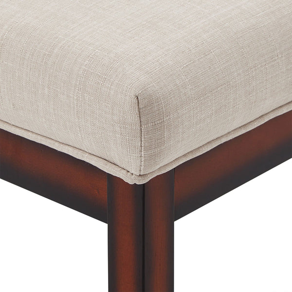 Wingston Upholstered Bench with Espresso Wood Base for Entryway or Bedroom Accent