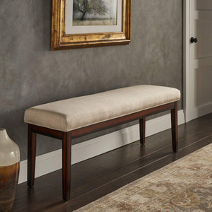 Wingston Upholstered Bench with Espresso Wood Base for Entryway or Bedroom Accent