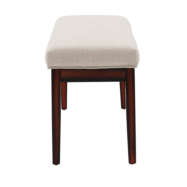 Wingston Upholstered Bench with Espresso Wood Base for Entryway or Bedroom Accent