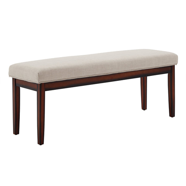 Wingston Upholstered Bench with Espresso Wood Base for Entryway or Bedroom Accent